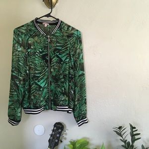 Juicy Couture sheer leaf bomber jacket